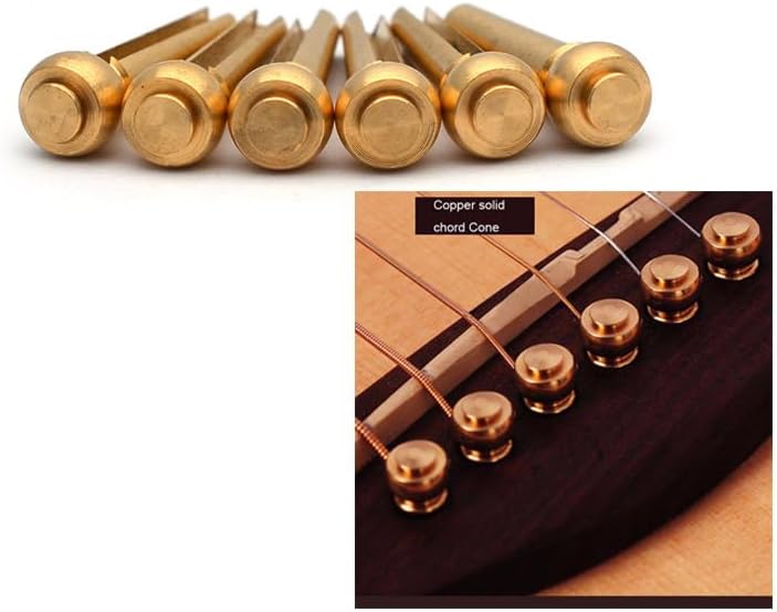 MAXCHEER 6Pcs Brass Acoustic Guitar Bridge Pins Guitar Strings Fixed Cone String Pins String Nails with Guitar Pins Puller（Gold） - Image 5